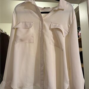 LOFT Cream Button-Down Shirt